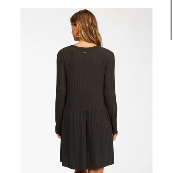 Billabong “Always Lounging” Ribbed Knit Babydoll Dress in Off-Black – Size Small - Picture 3 of 7